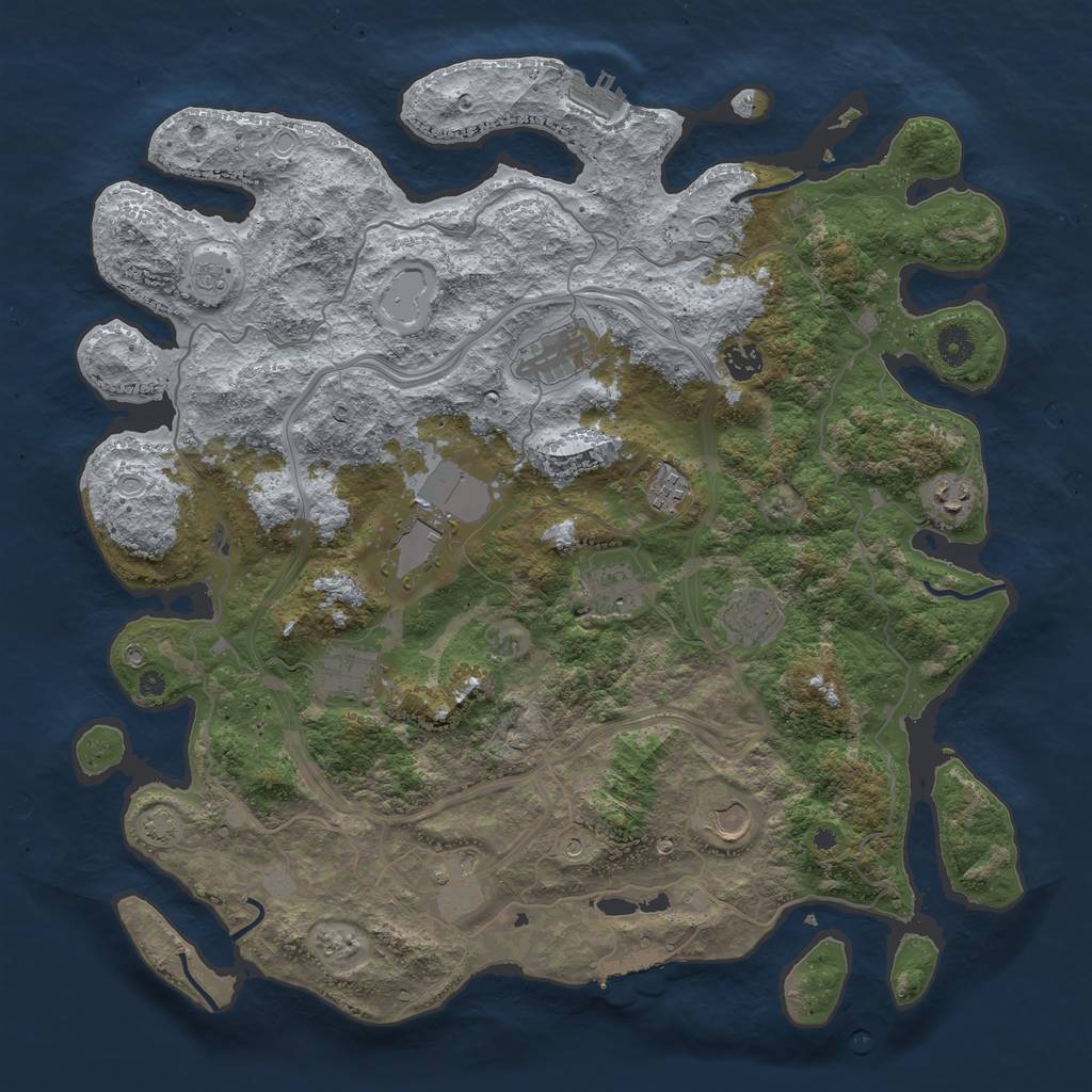 Rust Map: Procedural Map, Size: 4250, Seed: 257480937, 18 Monuments