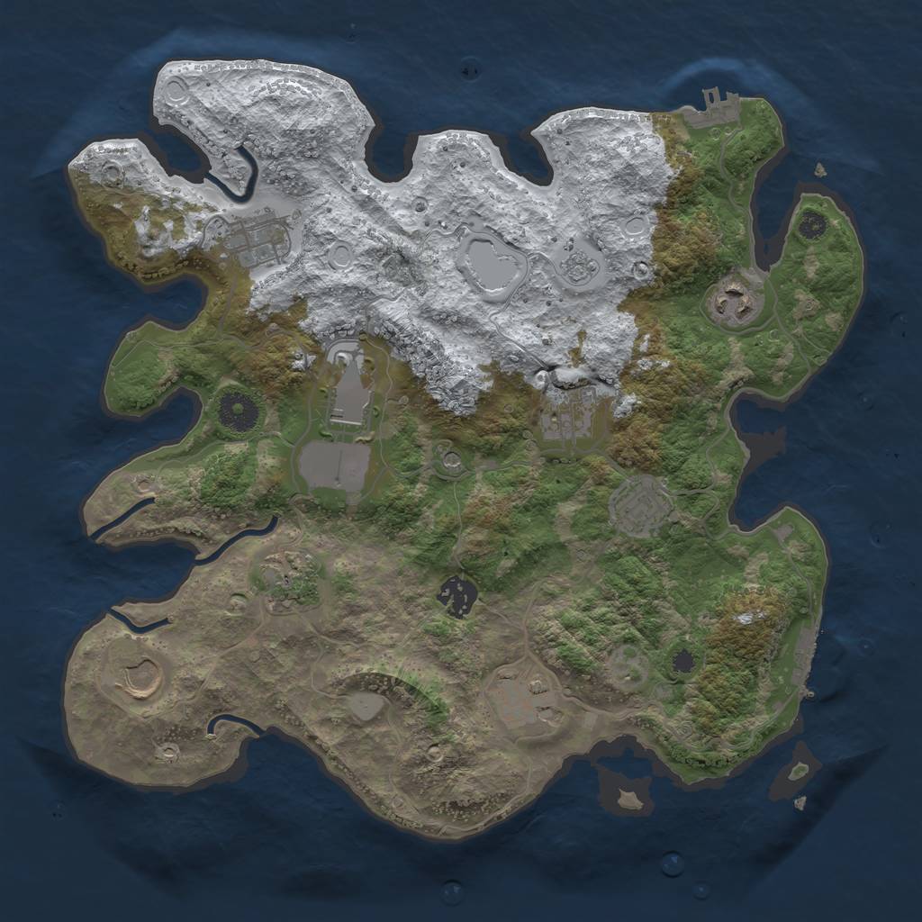 Rust Map: Procedural Map, Size: 3500, Seed: 159357, 18 Monuments