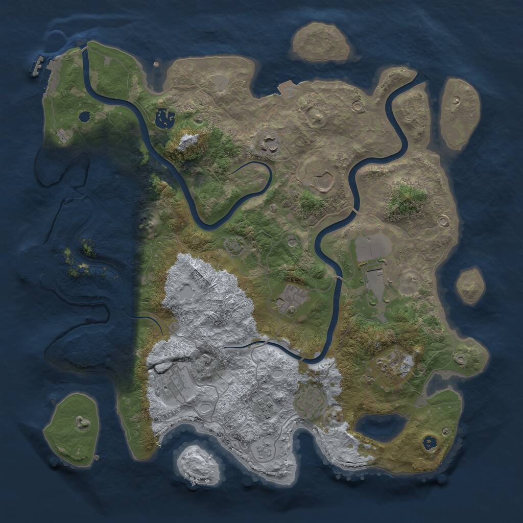 Rust Map: Procedural Map, Size: 3850, Seed: 229298722, 15 Monuments