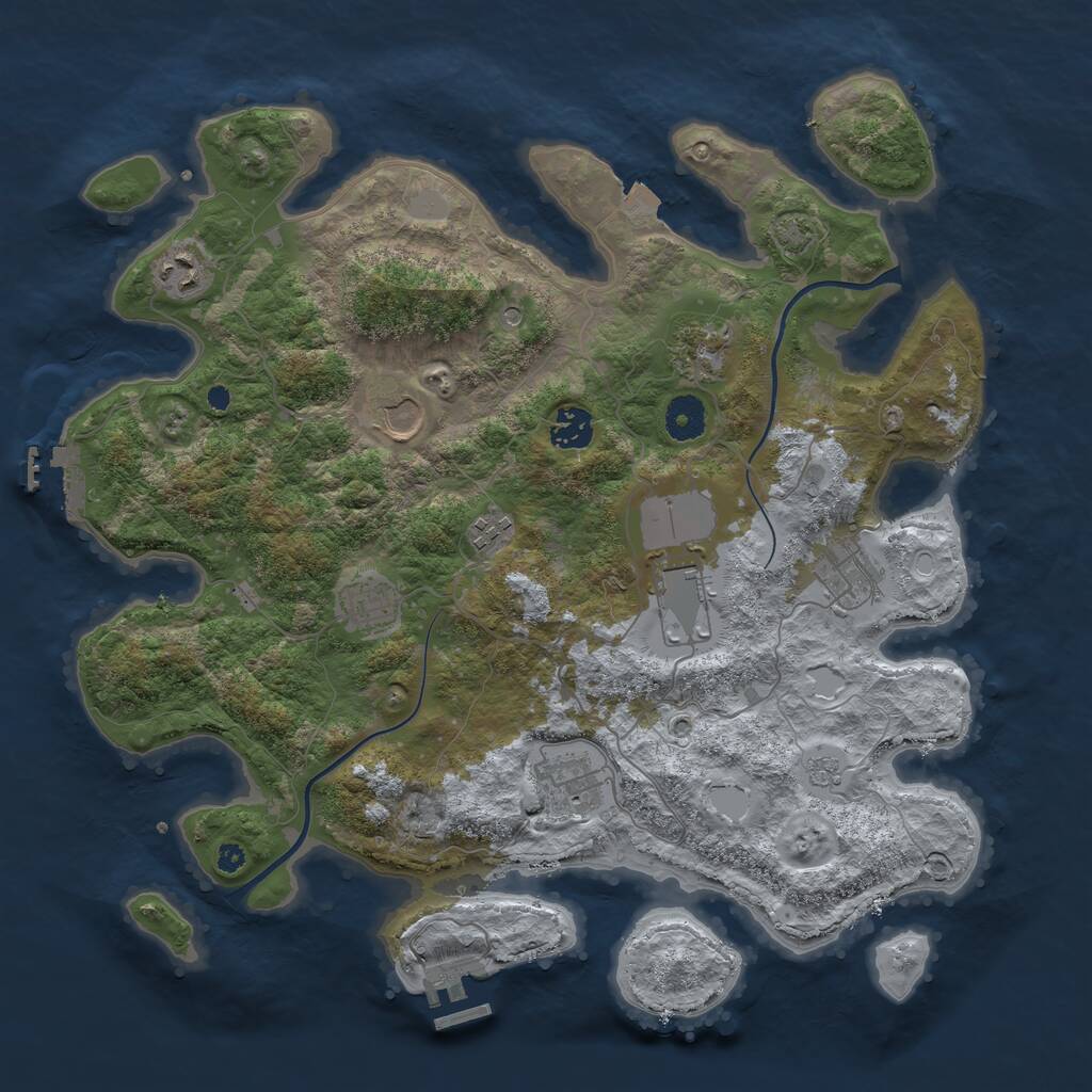 Rust Map: Procedural Map, Size: 3800, Seed: 1260512574, 15 Monuments