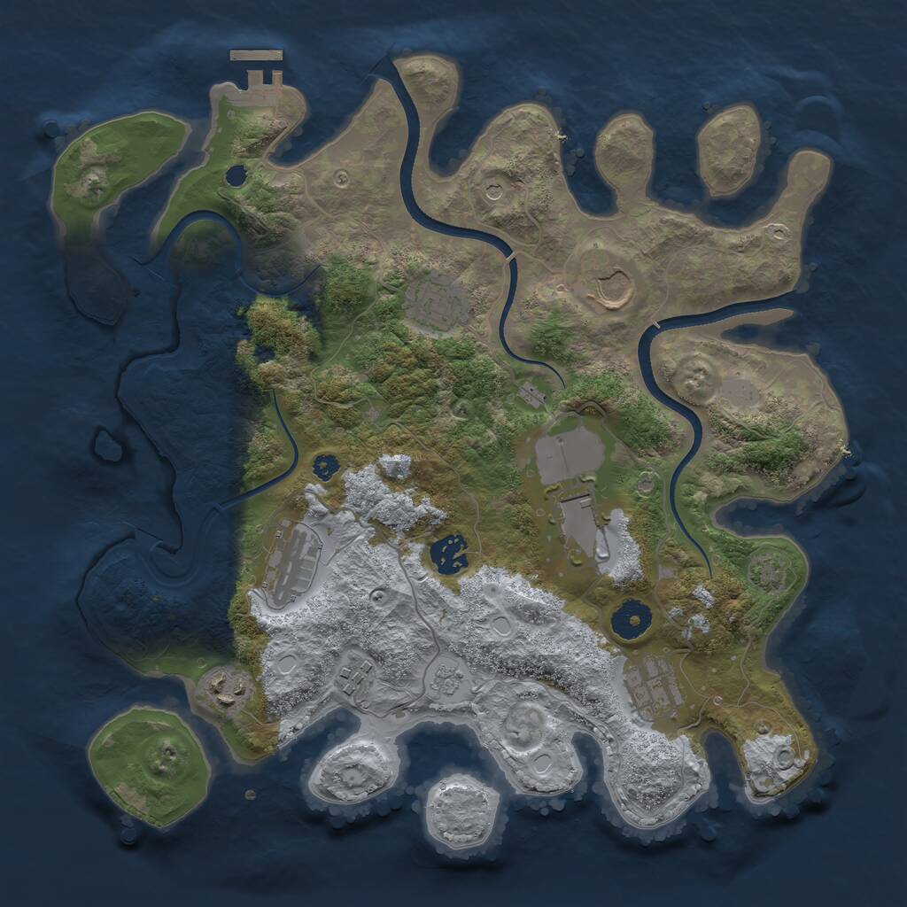 Rust Map: Procedural Map, Size: 3500, Seed: 21577, 13 Monuments