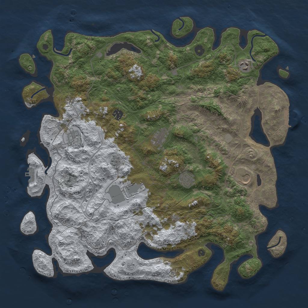 Rust Map: Procedural Map, Size: 4500, Seed: 526439502, 17 Monuments