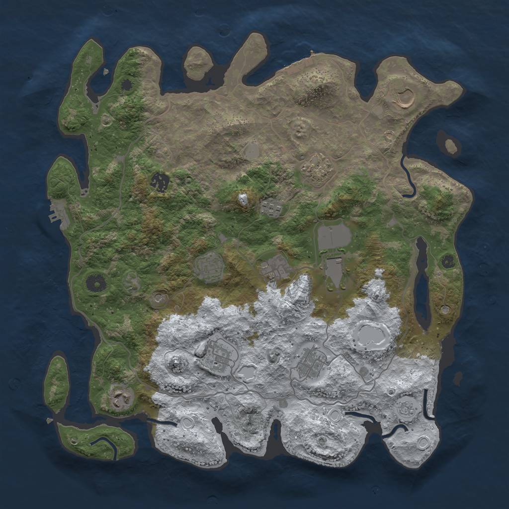 Rust Map: Procedural Map, Size: 4000, Seed: 244032, 19 Monuments