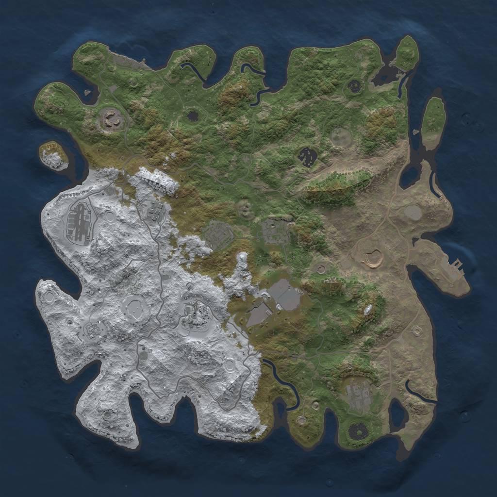 Rust Map: Procedural Map, Size: 4000, Seed: 1333, 19 Monuments