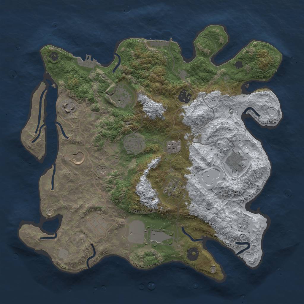 Rust Map: Procedural Map, Size: 3500, Seed: 773654, 19 Monuments