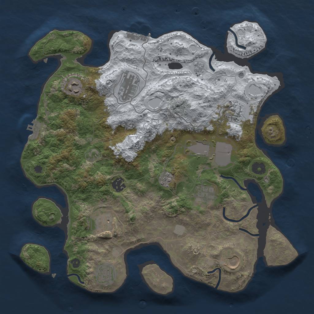 Rust Map: Procedural Map, Size: 3500, Seed: 365727608, 18 Monuments
