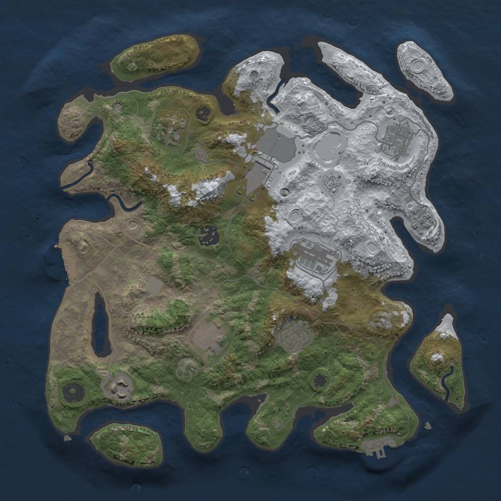 Rust Map: Procedural Map, Size: 3500, Seed: 111253, 18 Monuments