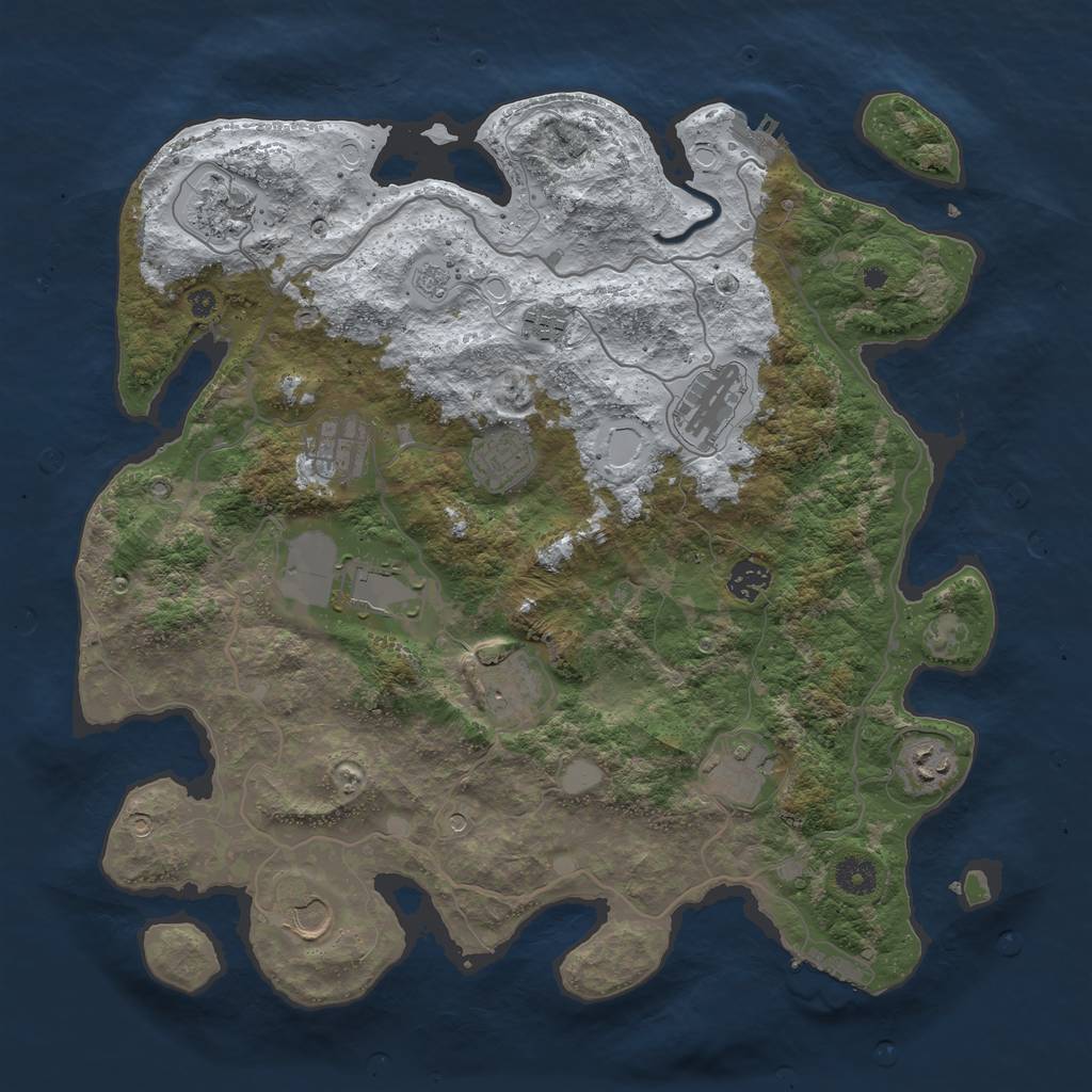 Rust Map: Procedural Map, Size: 4000, Seed: 2124581420, 20 Monuments