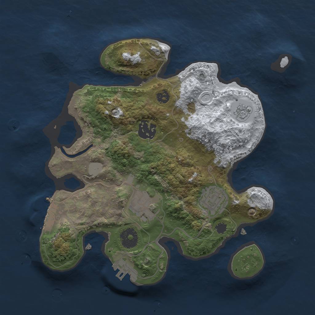 Rust Map: Procedural Map, Size: 2500, Seed: 1865423918, 11 Monuments