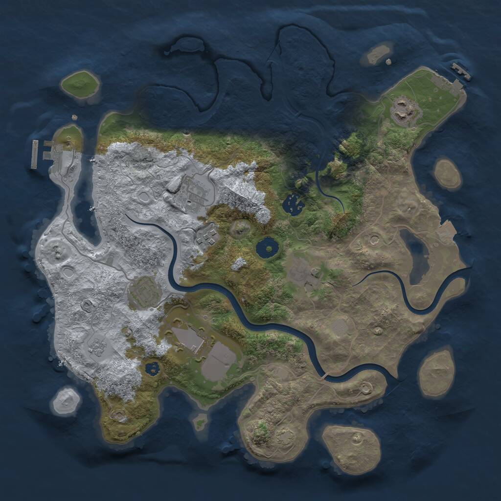 Rust Map: Procedural Map, Size: 3500, Seed: 1409333233, 13 Monuments
