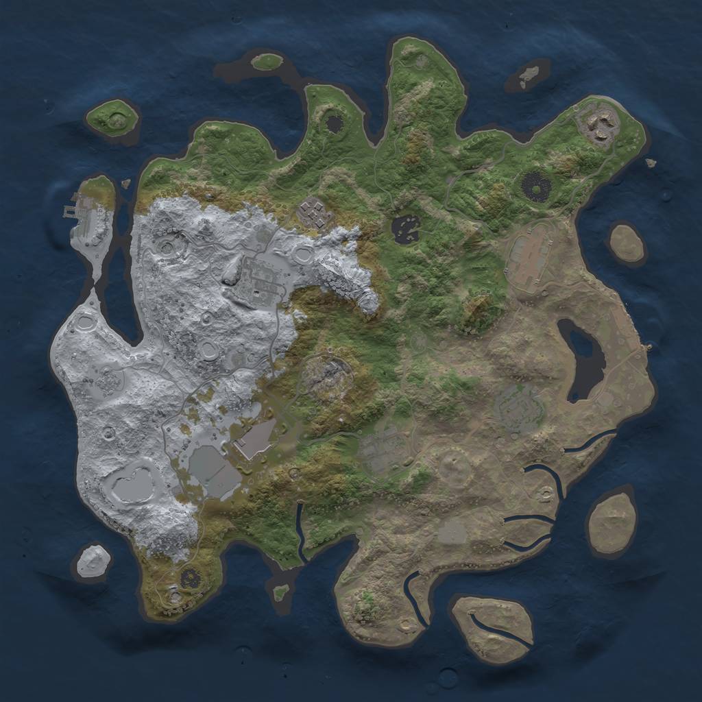 Rust Map: Procedural Map, Size: 3500, Seed: 1409333233, 15 Monuments