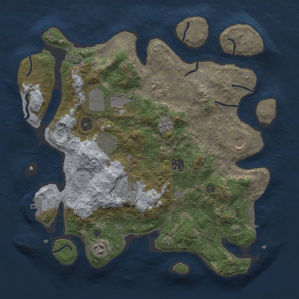 Rust Map: Procedural Map, Size: 3500, Seed: 715546130, 16 Monuments