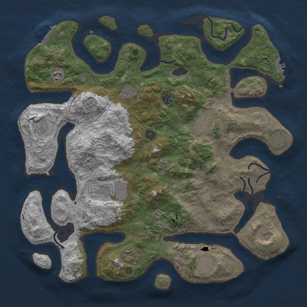 Rust Map: Procedural Map, Size: 4500, Seed: 1028012820, 19 Monuments