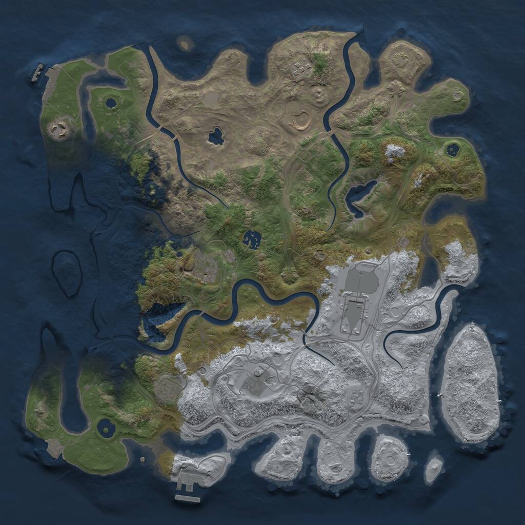 Rust Map: Procedural Map, Size: 4250, Seed: 895732078, 14 Monuments