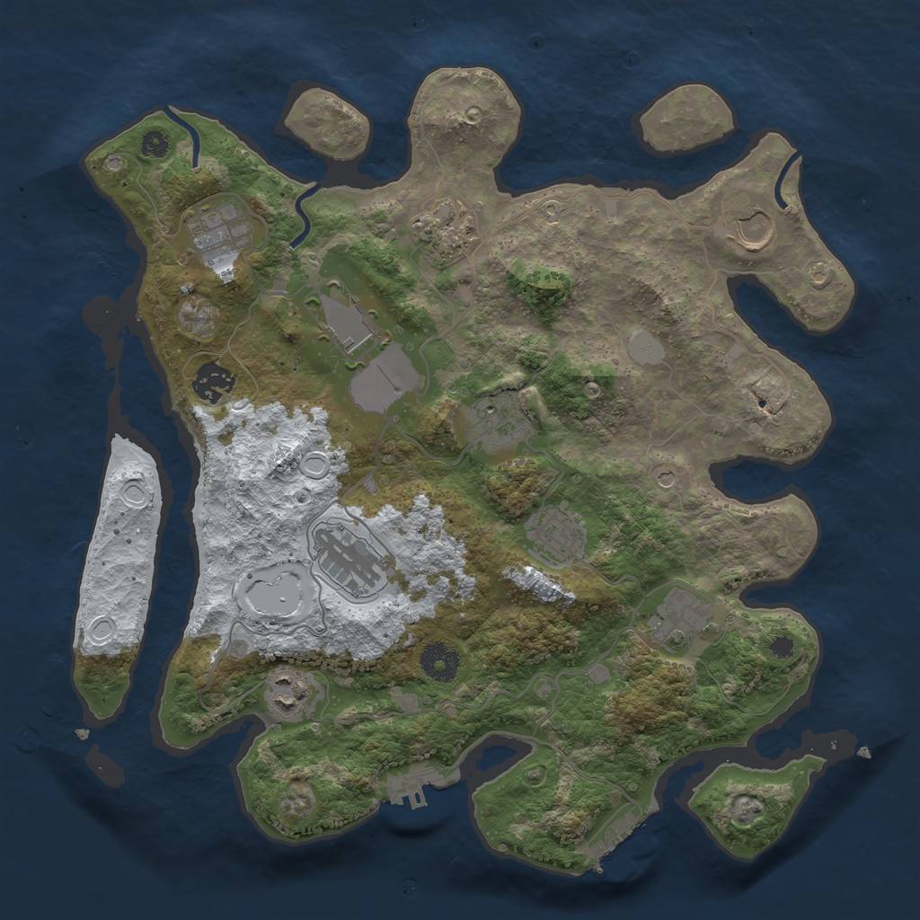Rust Map: Procedural Map, Size: 3500, Seed: 241864054, 18 Monuments