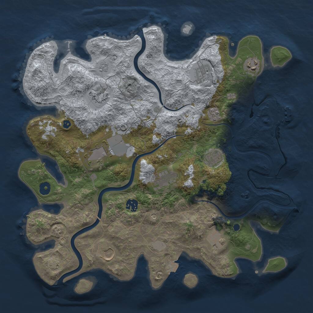 Rust Map: Procedural Map, Size: 3800, Seed: 384504433, 15 Monuments