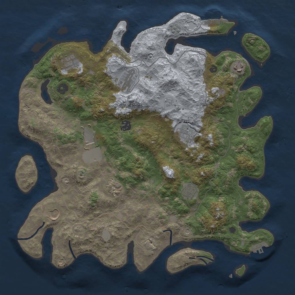 Rust Map: Procedural Map, Size: 4000, Seed: 197421709, 17 Monuments