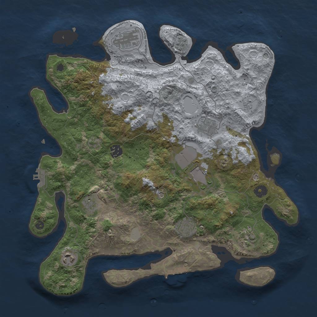Rust Map: Procedural Map, Size: 3700, Seed: 1011349984, 18 Monuments