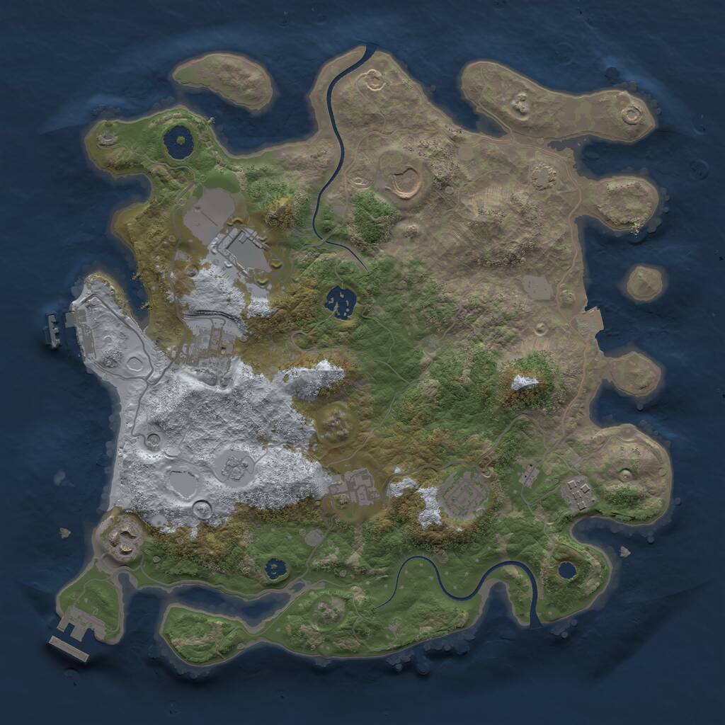 Rust Map: Procedural Map, Size: 3500, Seed: 1584471598, 14 Monuments