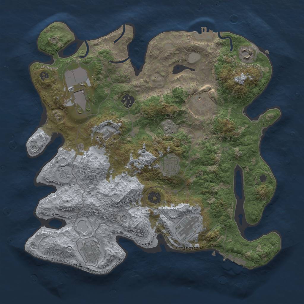 Rust Map: Procedural Map, Size: 3500, Seed: 507602435, 16 Monuments