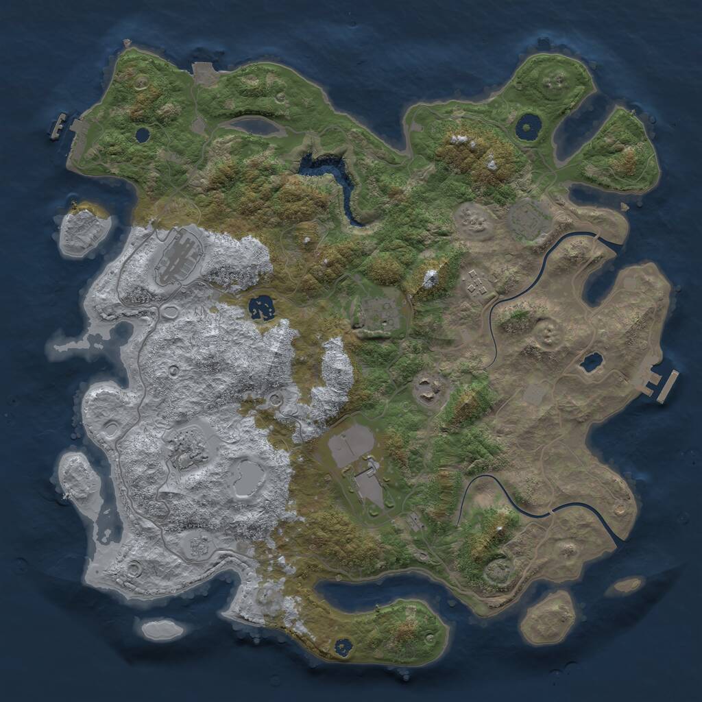 Rust Map: Procedural Map, Size: 4000, Seed: 1828678537, 14 Monuments
