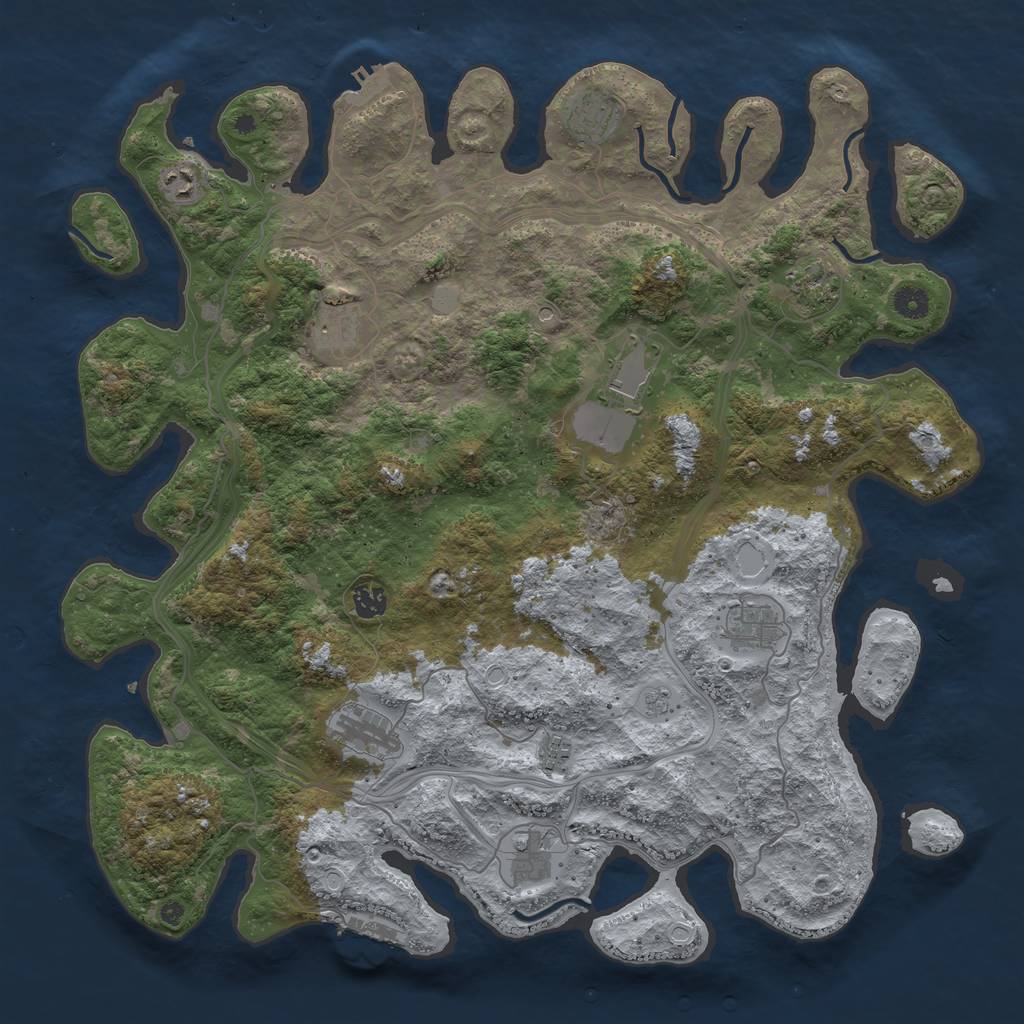 Rust Map: Procedural Map, Size: 4500, Seed: 390799773, 19 Monuments