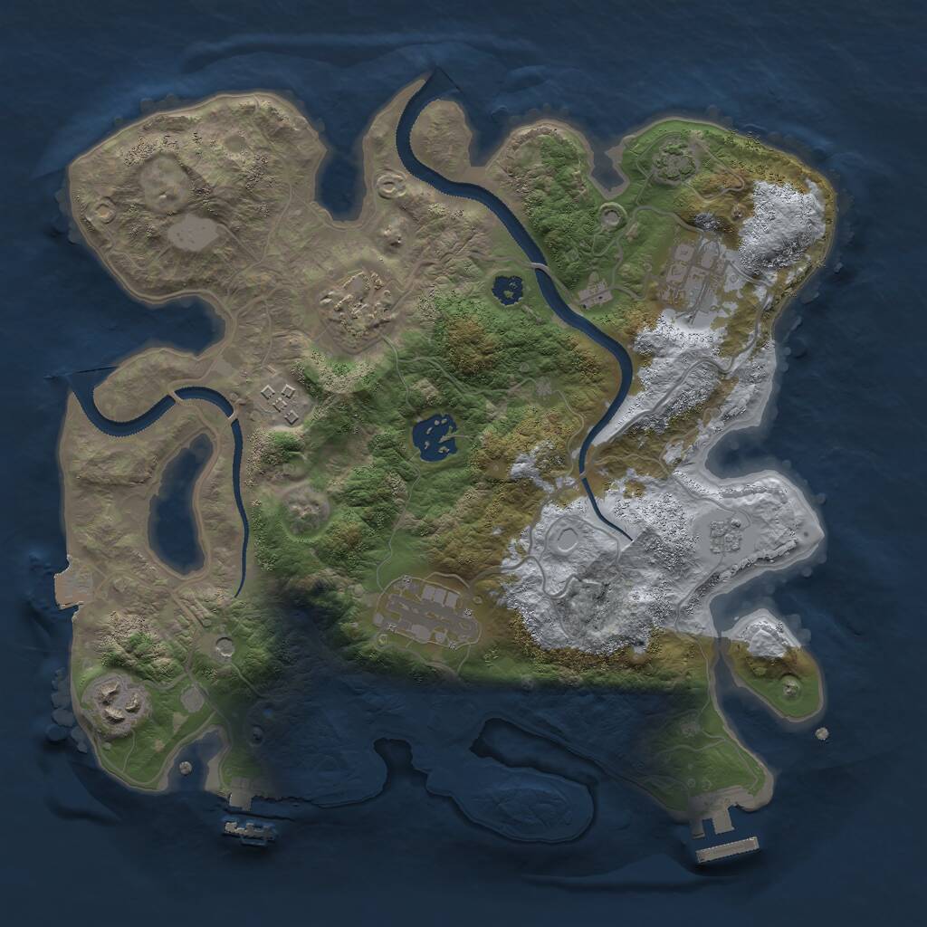 Rust Map: Procedural Map, Size: 3000, Seed: 950928323, 12 Monuments