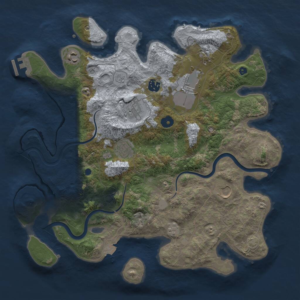 Rust Map: Procedural Map, Size: 3700, Seed: 1268544267, 13 Monuments