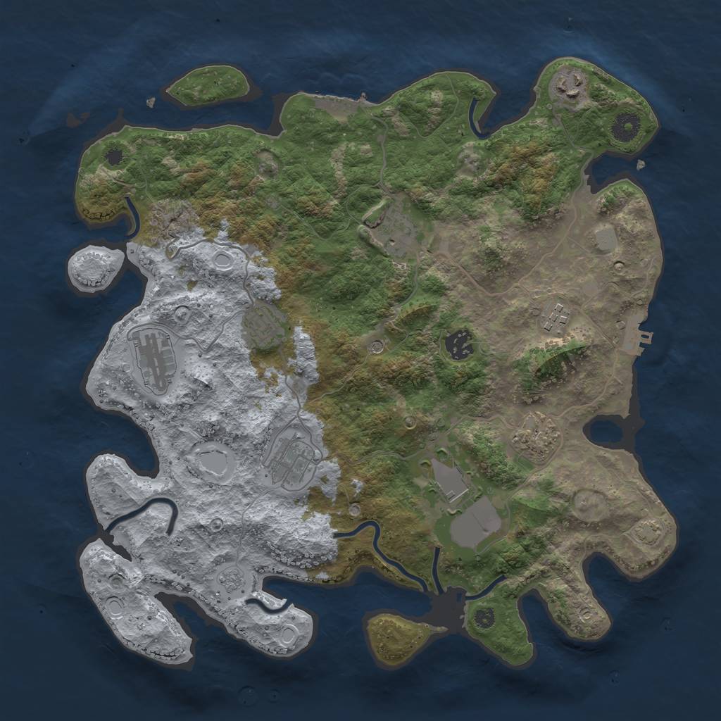 Rust Map: Procedural Map, Size: 3700, Seed: 1175948805, 17 Monuments