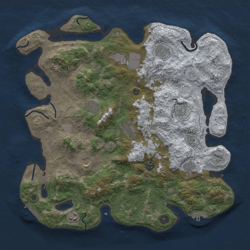 Rust Map: Procedural Map, Size: 4000, Seed: 1241233545, 19 Monuments