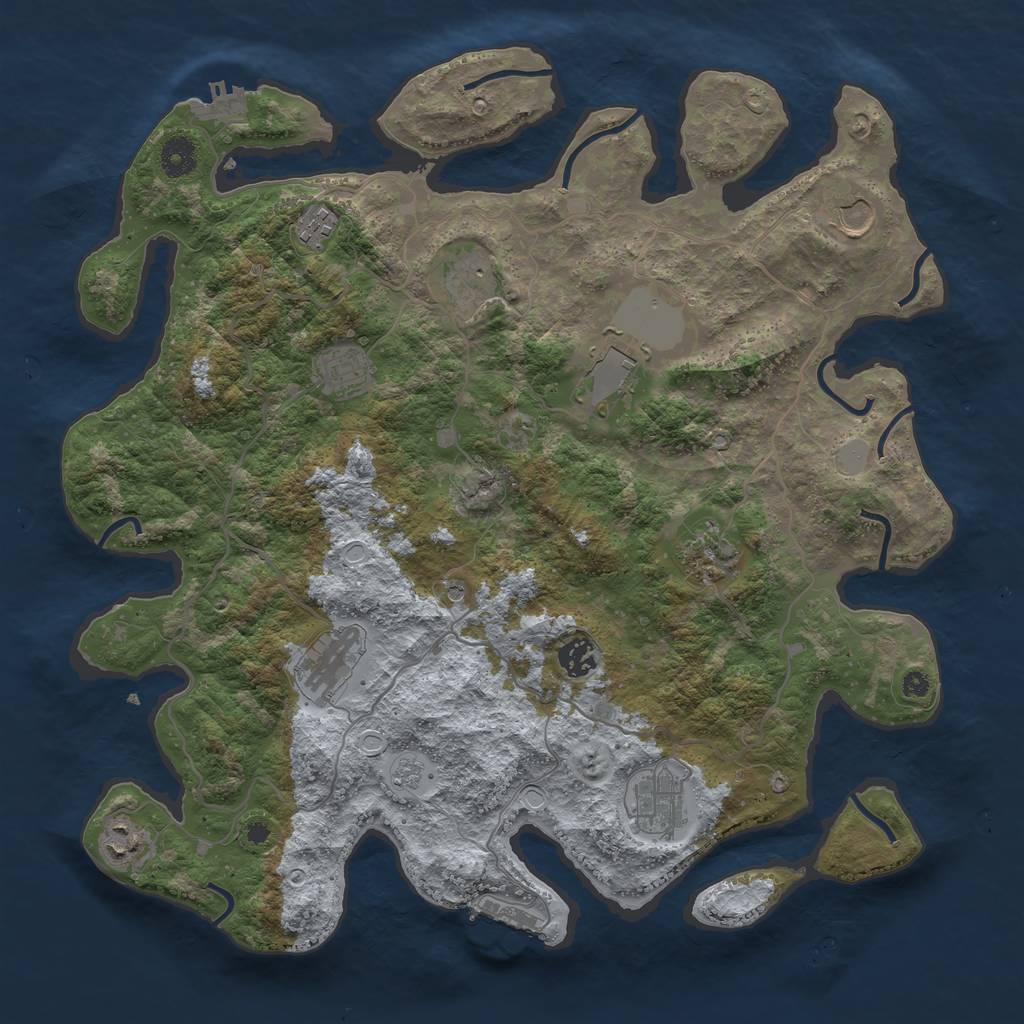 Rust Map: Procedural Map, Size: 4000, Seed: 1520086455, 17 Monuments