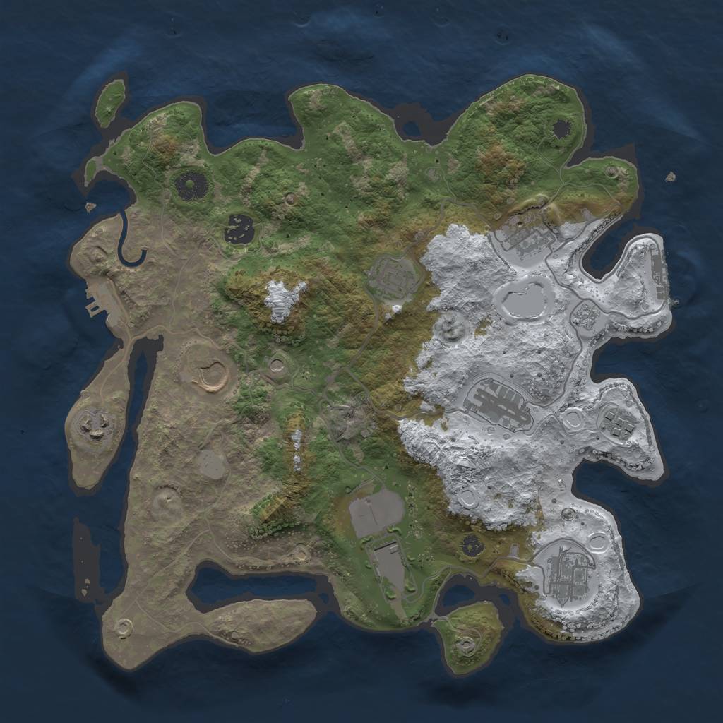 Rust Map: Procedural Map, Size: 3500, Seed: 245, 18 Monuments