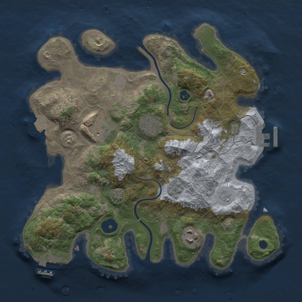 Rust Map: Procedural Map, Size: 3000, Seed: 65489, 10 Monuments