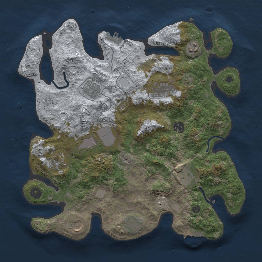 Rust Map: Procedural Map, Size: 3500, Seed: 120321555, 19 Monuments