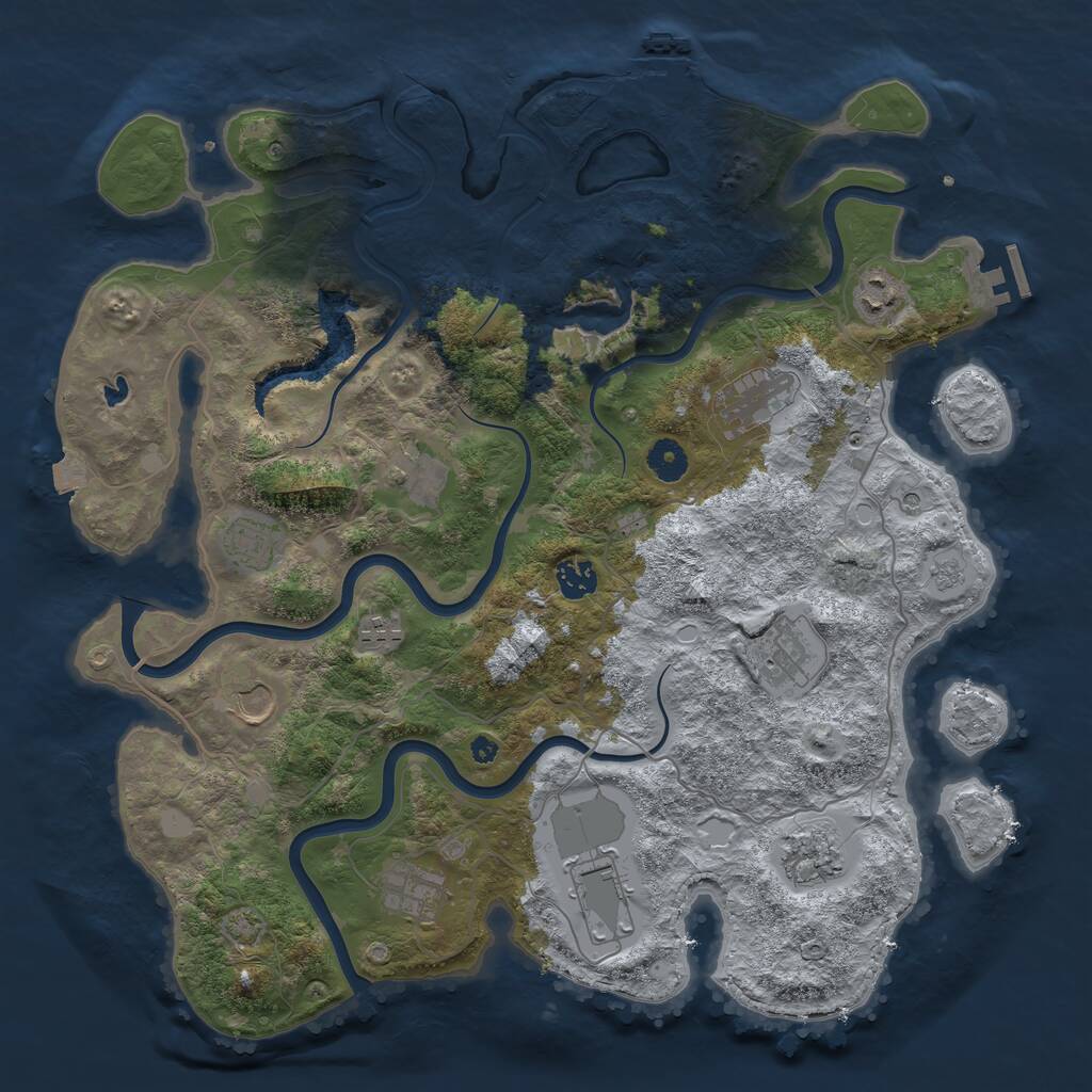 Rust Map: Procedural Map, Size: 4050, Seed: 476842948, 17 Monuments