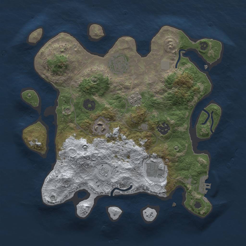 Rust Map: Procedural Map, Size: 3000, Seed: 38612711, 12 Monuments