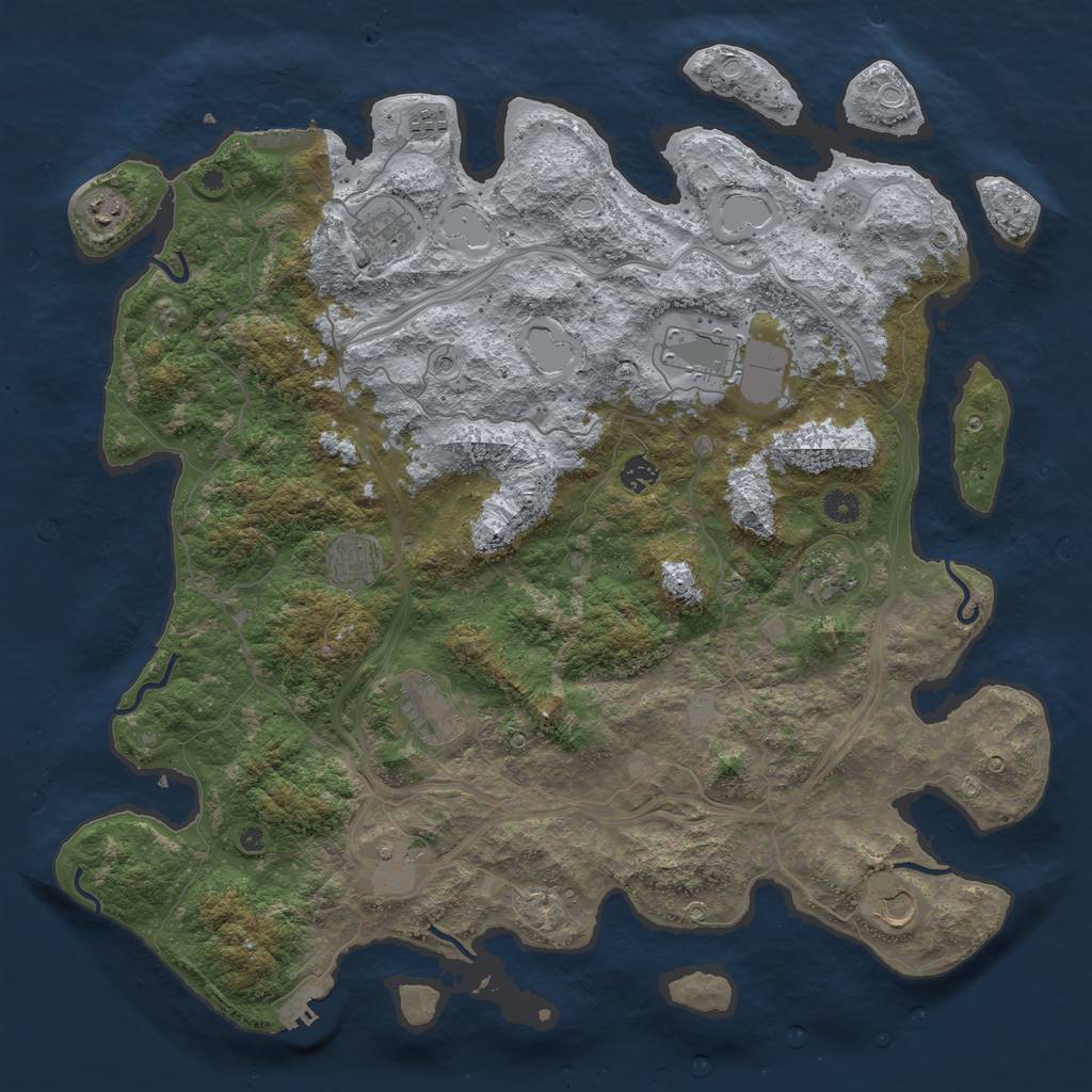 Rust Map: Procedural Map, Size: 4600, Seed: 587215478, 19 Monuments