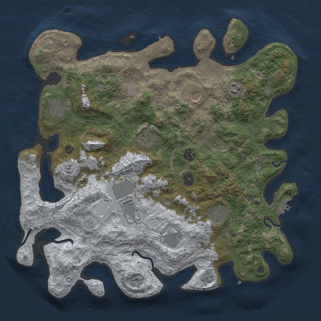 Rust Map: Procedural Map, Size: 4000, Seed: 965899658, 18 Monuments