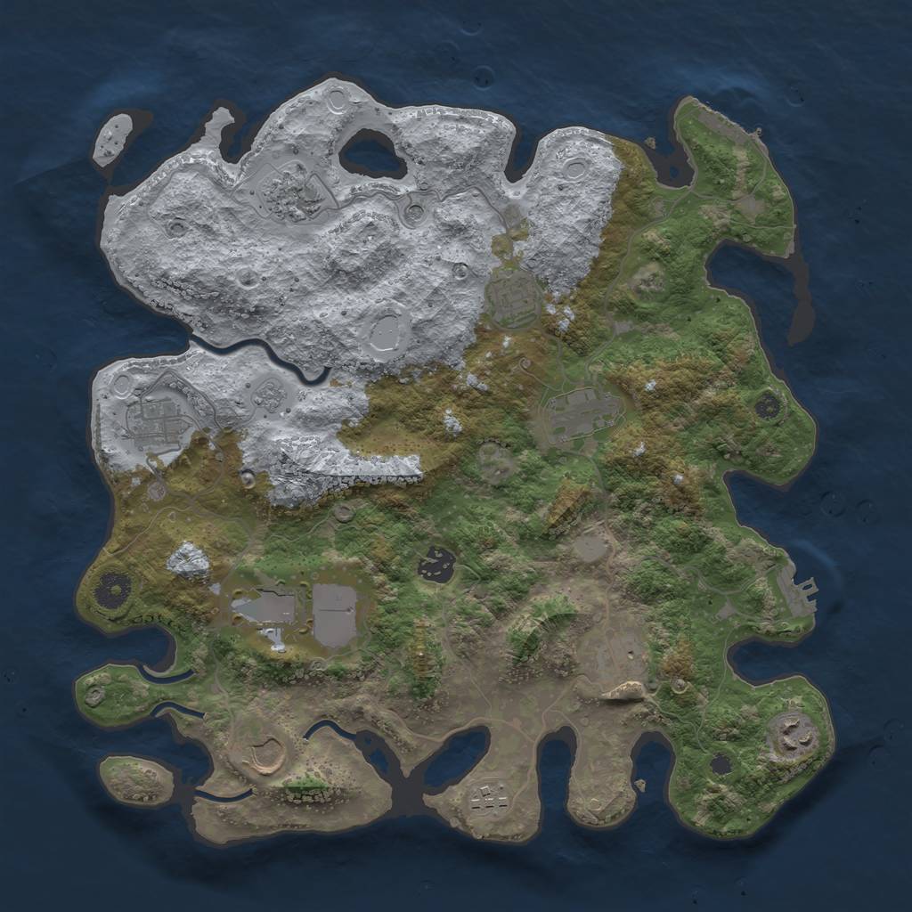Rust Map: Procedural Map, Size: 3750, Seed: 523141341, 19 Monuments