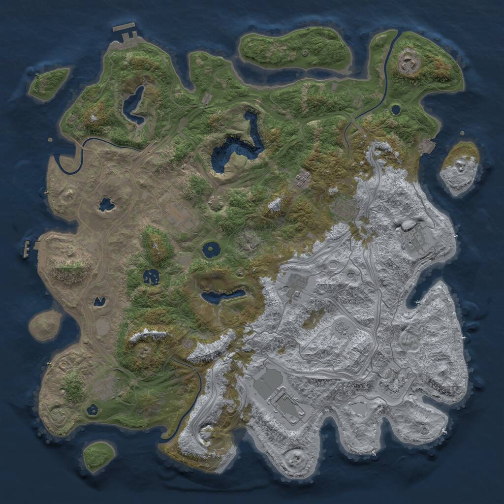 Rust Map: Procedural Map, Size: 4500, Seed: 77746710, 16 Monuments