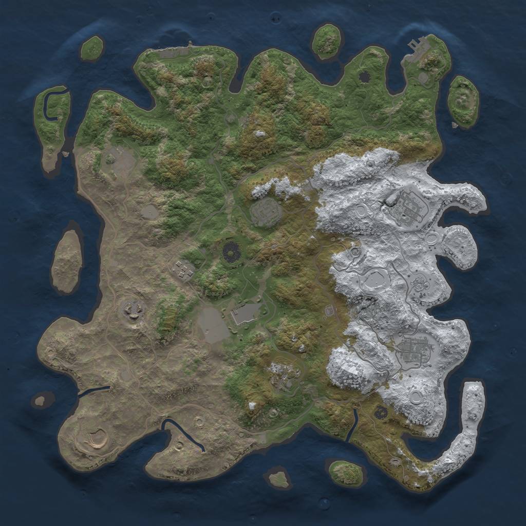 Rust Map: Procedural Map, Size: 4000, Seed: 2082136316, 18 Monuments