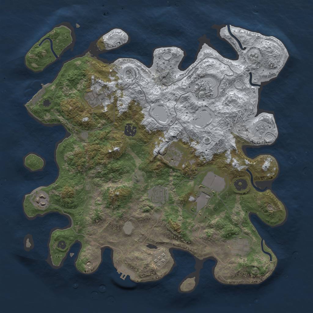 Rust Map: Procedural Map, Size: 3700, Seed: 490987123, 18 Monuments