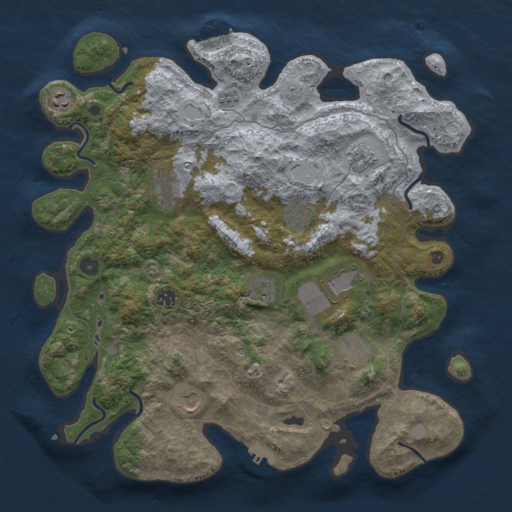 Rust Map: Procedural Map, Size: 4000, Seed: 1018253814, 17 Monuments