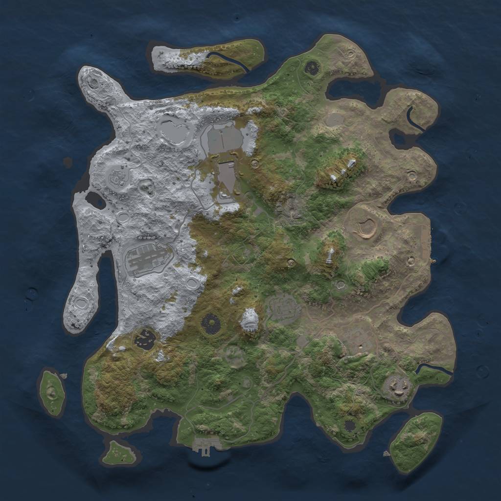 Rust Map: Procedural Map, Size: 3750, Seed: 889269265, 16 Monuments