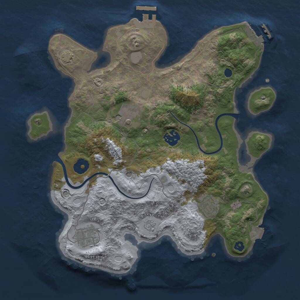 Rust Map: Procedural Map, Size: 3000, Seed: 63785, 10 Monuments