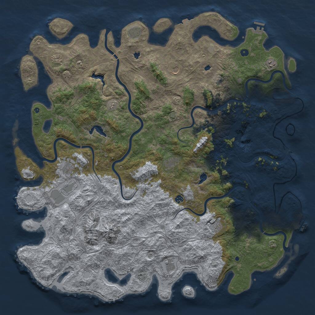 Rust Map: Procedural Map, Size: 6000, Seed: 3959572, 17 Monuments