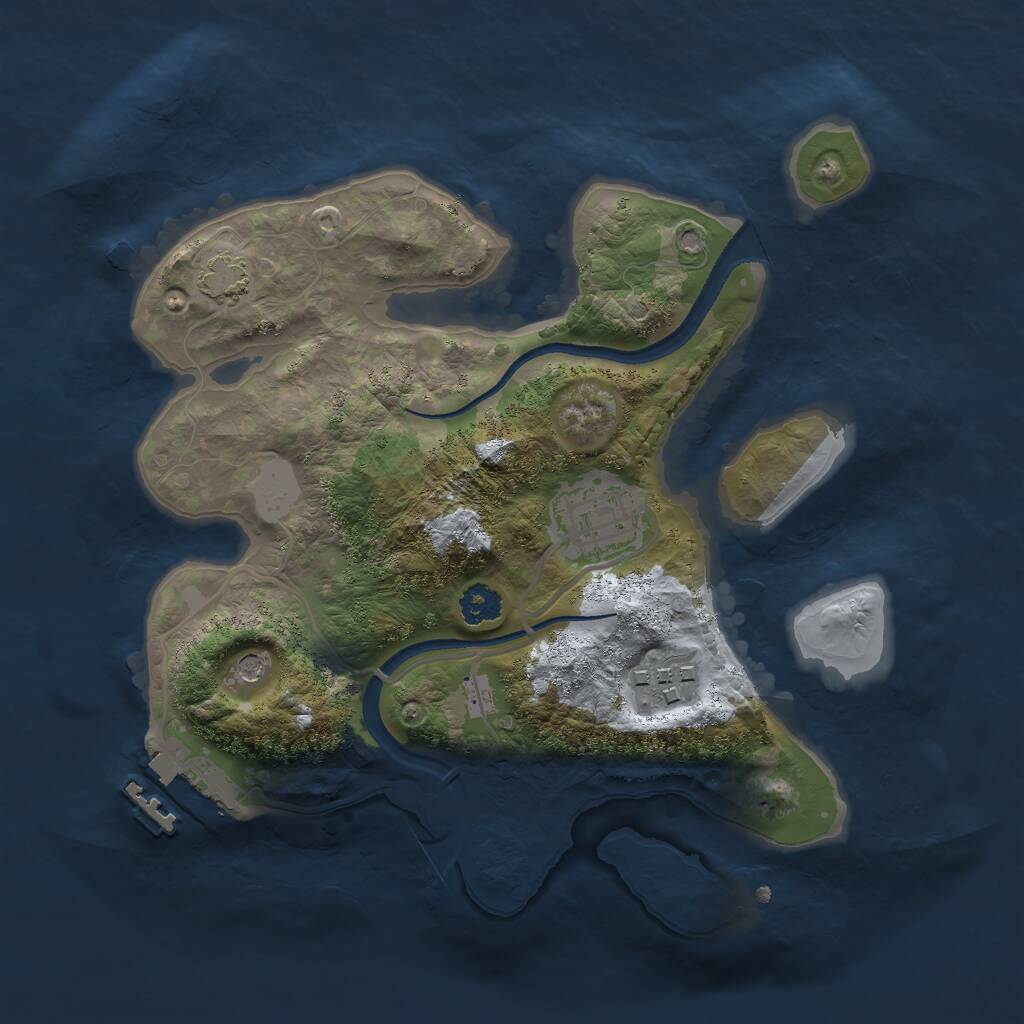 Rust Map: Procedural Map, Size: 2500, Seed: 1374683468, 6 Monuments