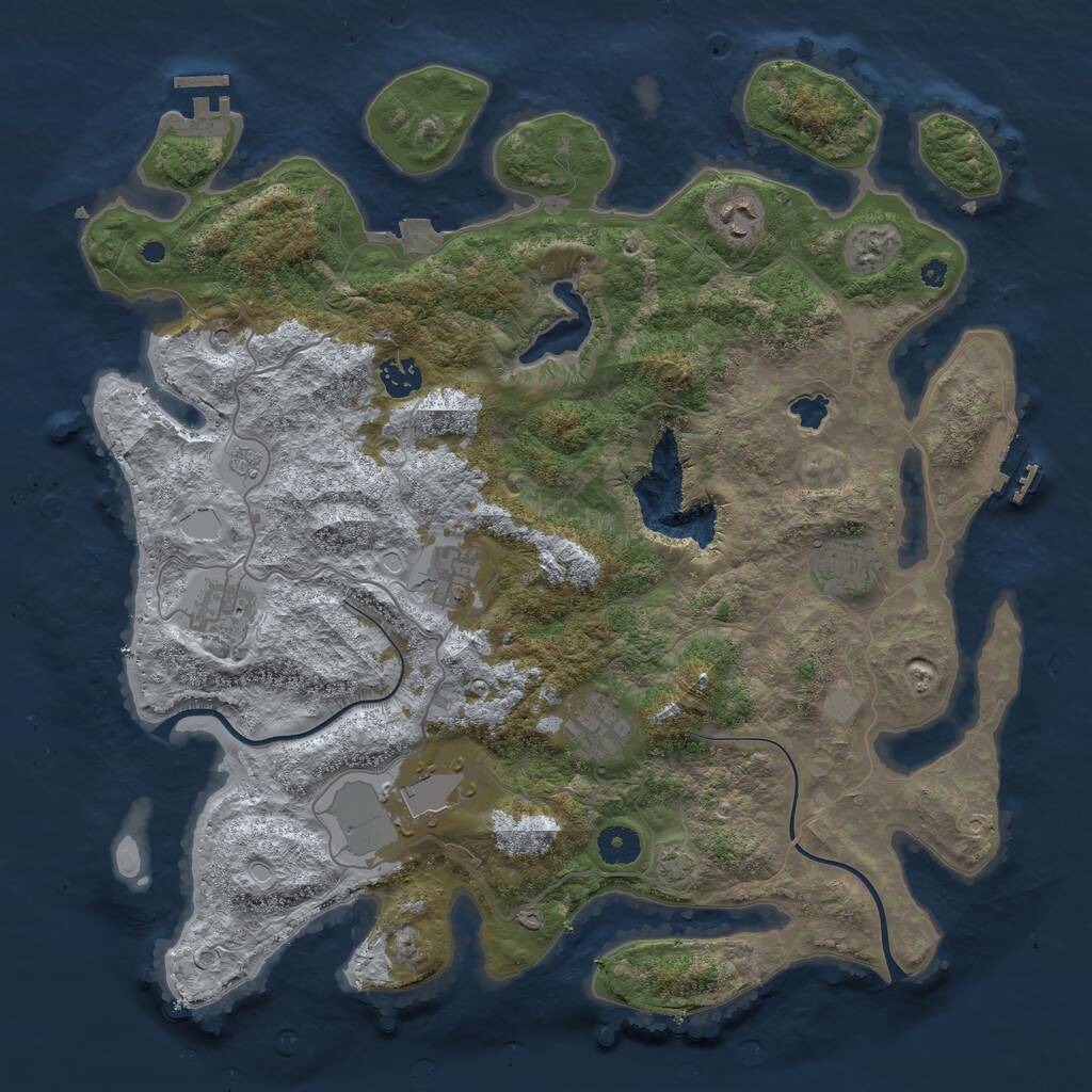 Rust Map: Procedural Map, Size: 4000, Seed: 1330855356, 13 Monuments