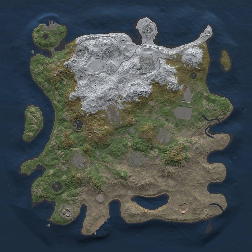 Rust Map: Procedural Map, Size: 3750, Seed: 25008481, 19 Monuments