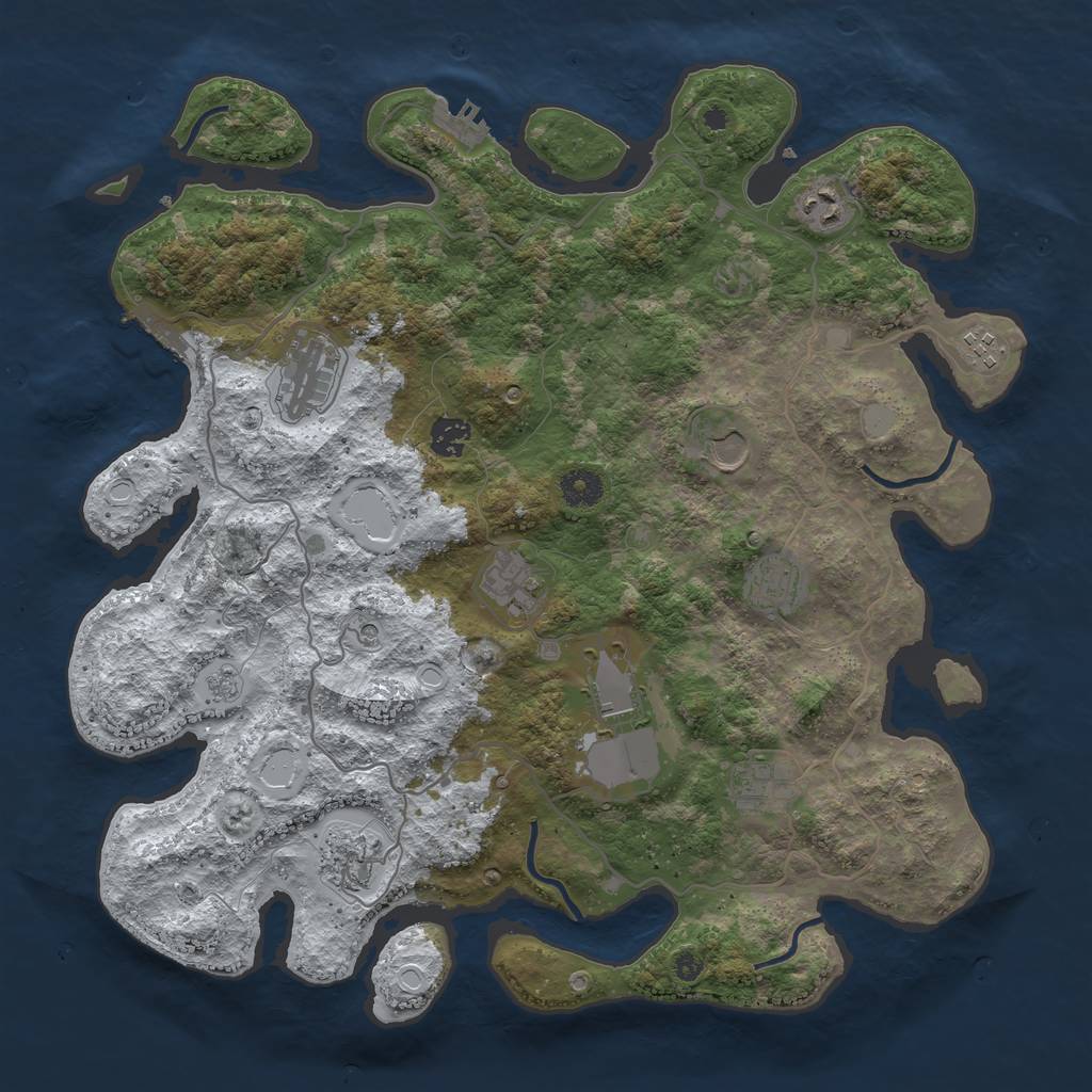 Rust Map: Procedural Map, Size: 4000, Seed: 791231, 19 Monuments